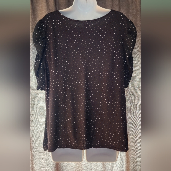 Floral Ruffle Sleeve Mixed Media Shell - Picture 2 of 3